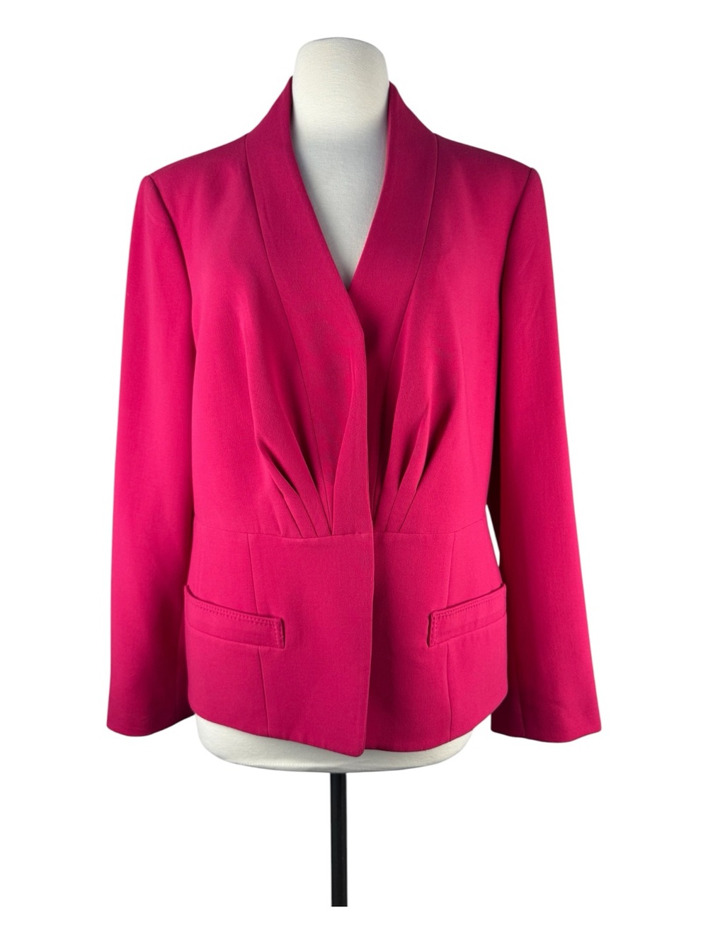 Anne Klein Women's Pink Lined Twill Button Blazer Jacket Size 14